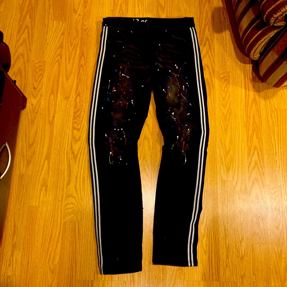 Men’s Sprayed Skinny Jeans (Black) (32)
